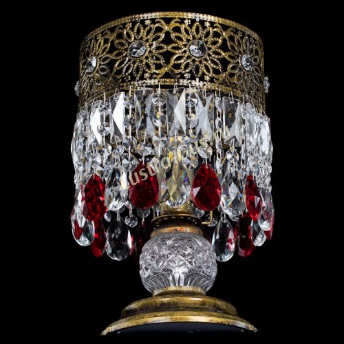 Настольная лампа Восток с пластинками под бронзу Красная в Подольске Гусь Хрустальный