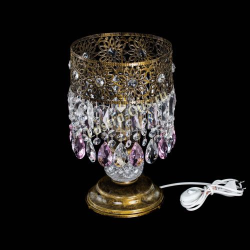 Настольная лампа Восток с пластинками под бронзу Розовая в Подольске Гусь Хрустальный