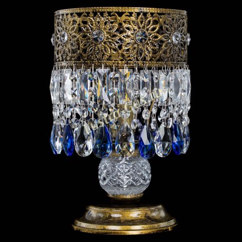 Настольная лампа Восток с пластинками под бронзу Синяя в Подольске Гусь Хрустальный