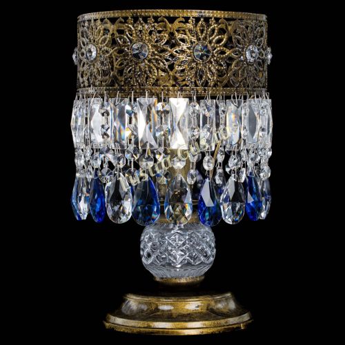 Настольная лампа Восток с пластинками под бронзу Синяя в Подольске Гусь Хрустальный