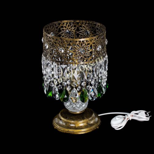 Настольная лампа Восток с пластинками под бронзу Зеленая в Подольске Гусь Хрустальный