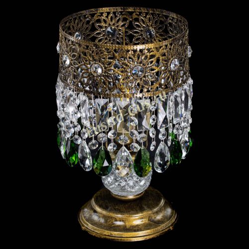 Настольная лампа Восток с пластинками под бронзу Зеленая в Подольске Гусь Хрустальный