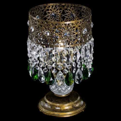 Настольная лампа Восток с пластинками под бронзу Зеленая в Подольске Гусь Хрустальный