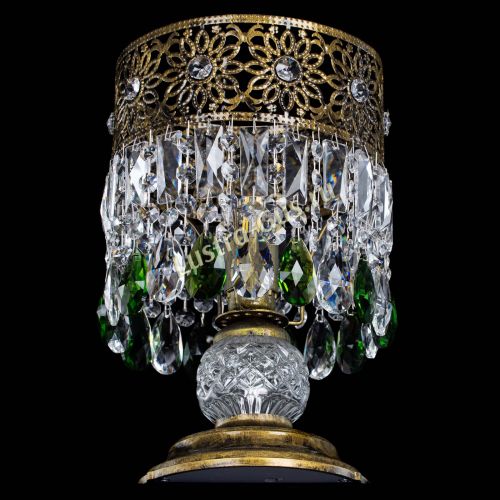 Настольная лампа Восток с пластинками под бронзу Зеленая в Подольске Гусь Хрустальный