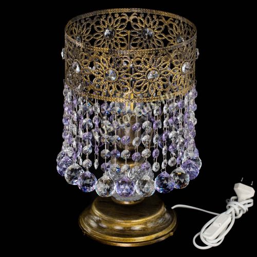 Настольная лампа Восток с шарами под бронзу Фиолетовая в Подольске Гусь Хрустальный