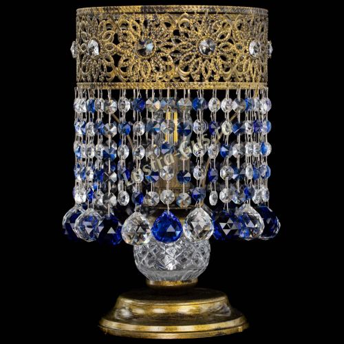 Настольная лампа Восток с шарами под бронзу Синяя в Подольске Гусь Хрустальный
