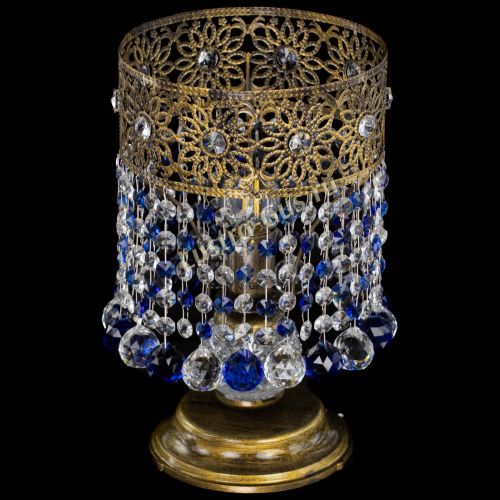 Настольная лампа Восток с шарами под бронзу Синяя в Подольске Гусь Хрустальный