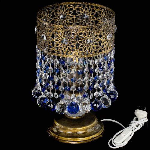 Настольная лампа Восток с шарами под бронзу Синяя в Подольске Гусь Хрустальный