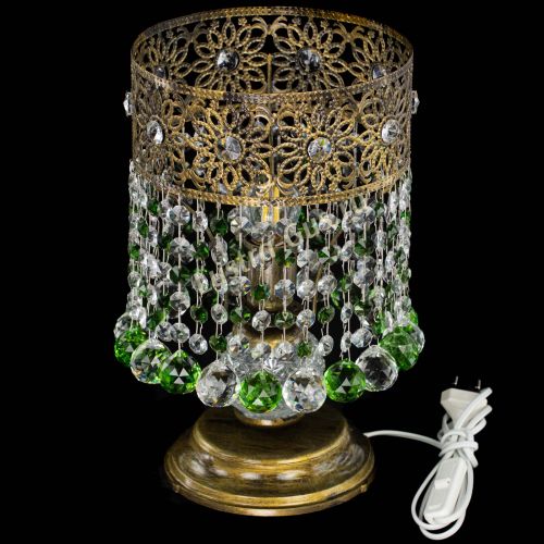 Настольная лампа Восток с шарами под бронзу Зеленая в Подольске Гусь Хрустальный
