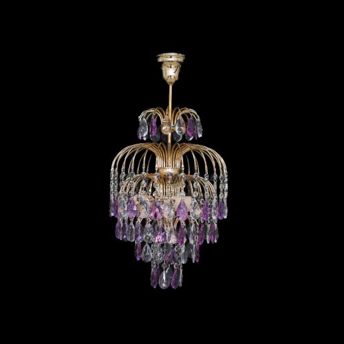 Люстра Хрустальные брызги с подвесом журавлик фиолетовый в Подольске Гусь Хрустальный