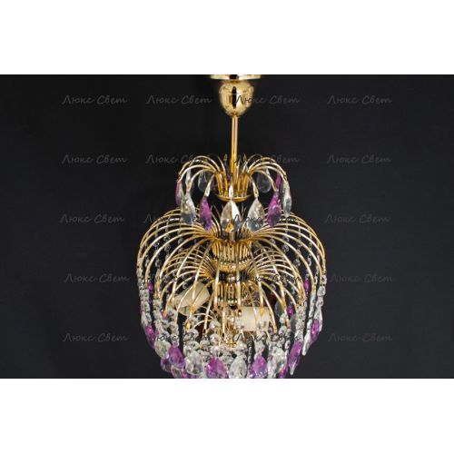 Люстра Хрустальные брызги с подвесом журавлик фиолетовый в Подольске Гусь Хрустальный