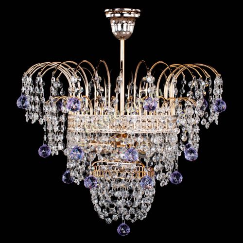 Люстра Агата Венеция №2 - 3 лампы фиолетовая в Подольске Гусь Хрустальный