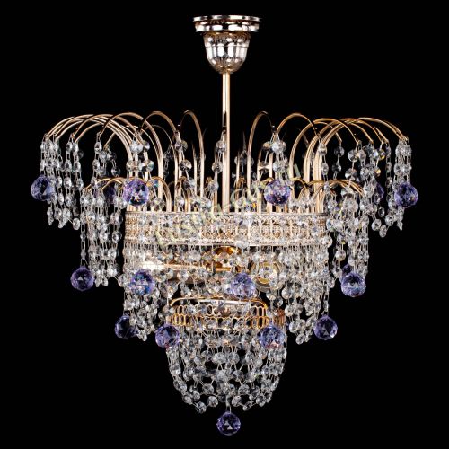 Люстра Агата Венеция №2 - 3 лампы фиолетовая в Подольске Гусь Хрустальный