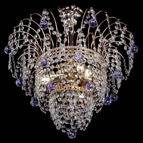 Люстра Агата Венеция №2 - 3 лампы фиолетовая в Подольске Гусь Хрустальный