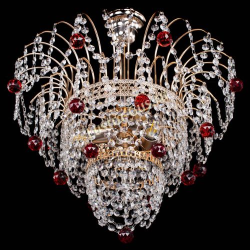 Люстра Агата Венеция №2 - 3 лампы красная в Подольске Гусь Хрустальный