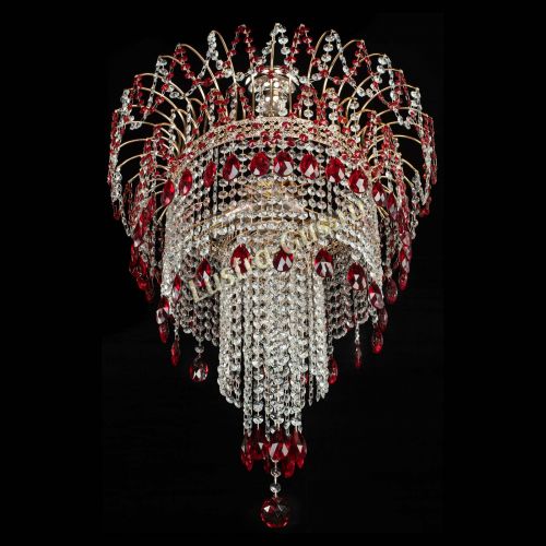 Люстра Агата Венеция №4 длинная Красная в Подольске Гусь Хрустальный