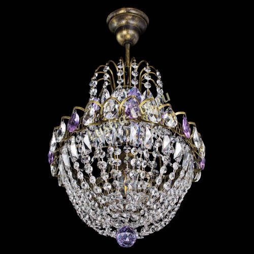 Люстра Астра №1 с подвесом под бронзу Фиолетоавя в Подольске Гусь Хрустальный