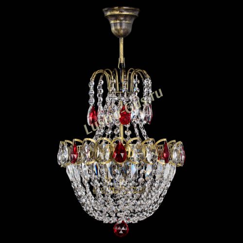 Люстра Астра №1 с подвесом под бронзу Красная в Подольске Гусь Хрустальный