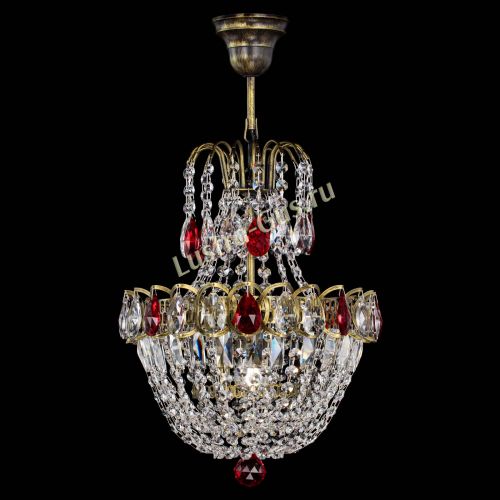 Люстра Астра №1 с подвесом под бронзу Красная в Подольске Гусь Хрустальный