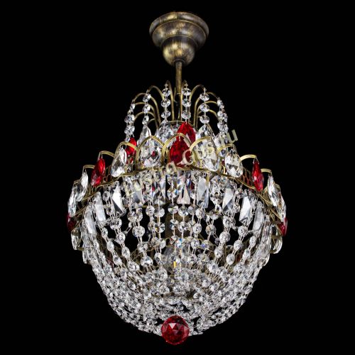 Люстра Астра №1 с подвесом под бронзу Красная в Подольске Гусь Хрустальный