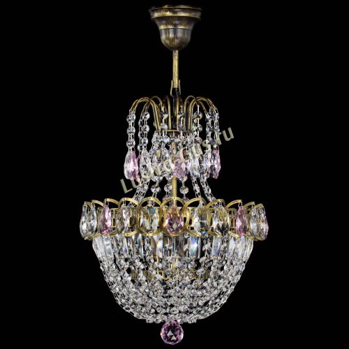 Люстра Астра №1 с подвесом под бронзу Розовая в Подольске Гусь Хрустальный