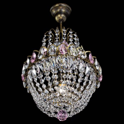 Люстра Астра №1 с подвесом под бронзу Розовая в Подольске Гусь Хрустальный