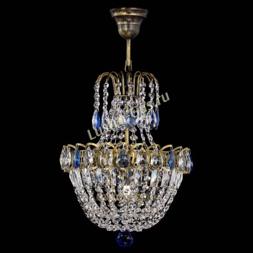 Люстра Астра №1 с подвесом под бронзу Синяя в Подольске Гусь Хрустальный