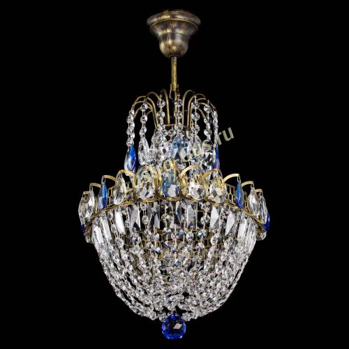 Люстра Астра №1 с подвесом под бронзу Синяя в Подольске Гусь Хрустальный
