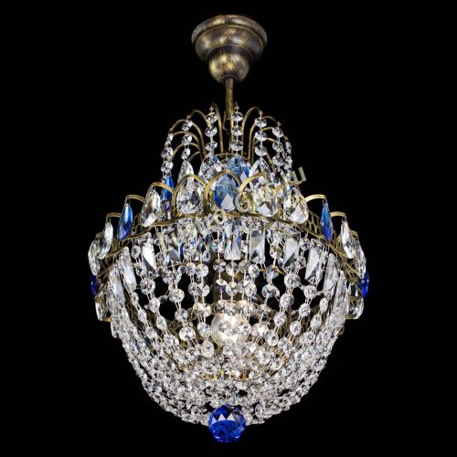 Люстра Астра №1 с подвесом под бронзу Синяя в Подольске Гусь Хрустальный