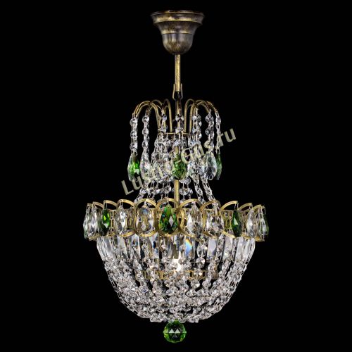 Люстра Астра №1 с подвесом под бронзу Зеленая в Подольске Гусь Хрустальный