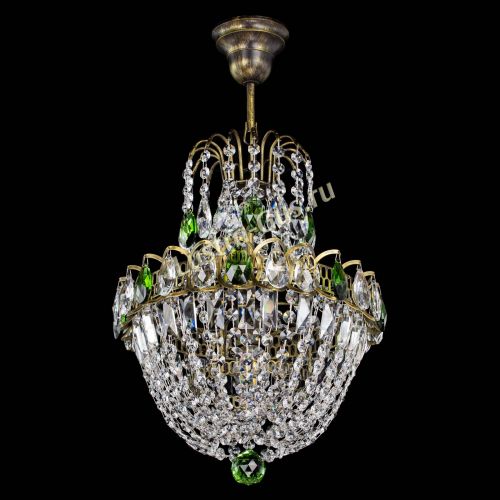 Люстра Астра №1 с подвесом под бронзу Зеленая в Подольске Гусь Хрустальный