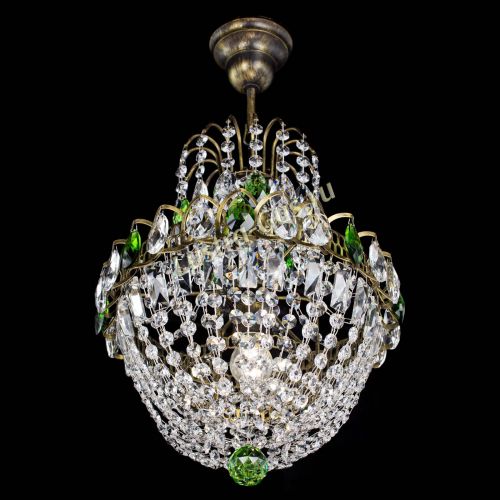 Люстра Астра №1 с подвесом под бронзу Зеленая в Подольске Гусь Хрустальный