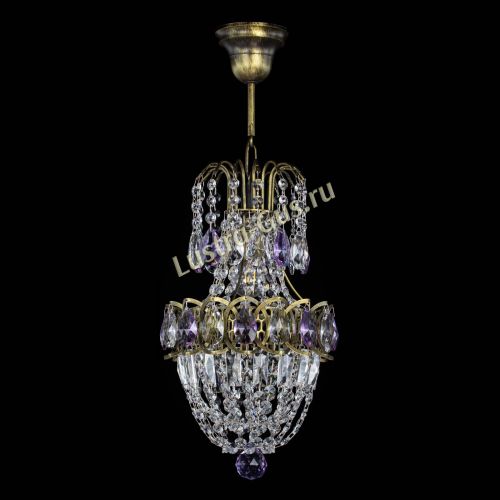 Люстра Астра №1 узкая фиолетовая под бронзу в Подольске Гусь Хрустальный
