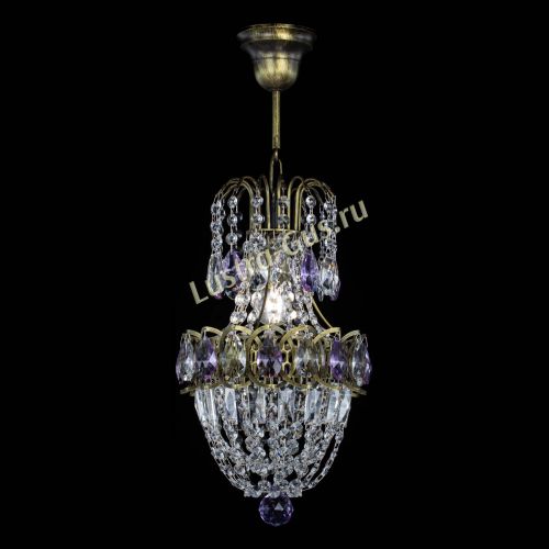 Люстра Астра №1 узкая фиолетовая под бронзу в Подольске Гусь Хрустальный
