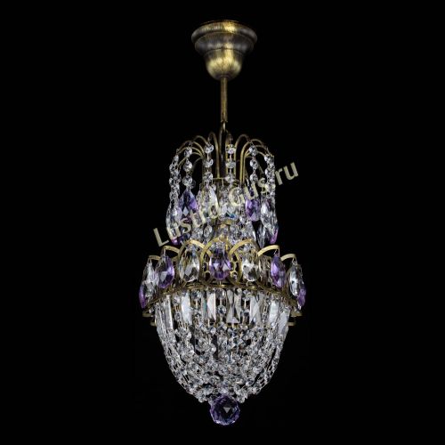 Люстра Астра №1 узкая фиолетовая под бронзу в Подольске Гусь Хрустальный