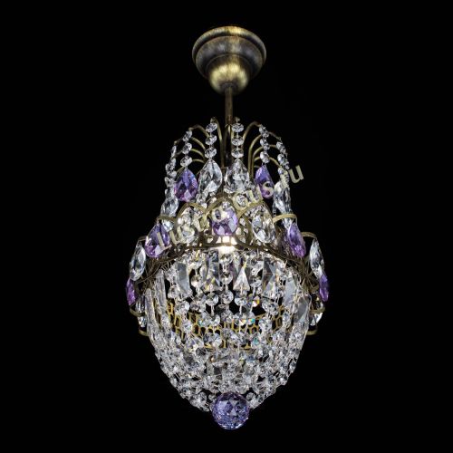 Люстра Астра №1 узкая фиолетовая под бронзу в Подольске Гусь Хрустальный