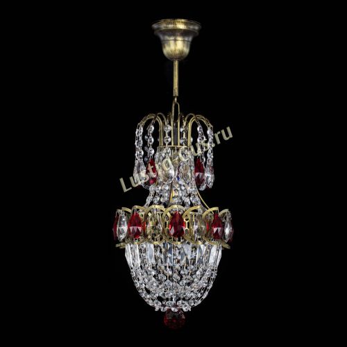 Люстра Астра №1 узкая красная под бронзу в Подольске Гусь Хрустальный