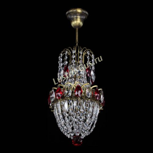 Люстра Астра №1 узкая красная под бронзу в Подольске Гусь Хрустальный