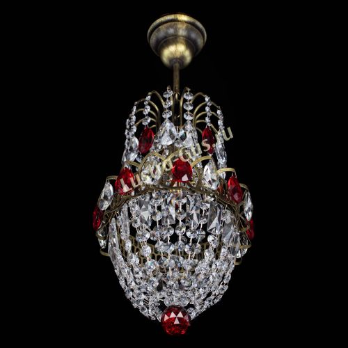 Люстра Астра №1 узкая красная под бронзу в Подольске Гусь Хрустальный