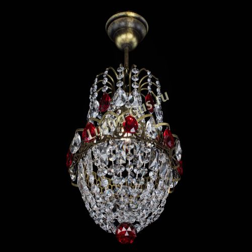 Люстра Астра №1 узкая красная под бронзу в Подольске Гусь Хрустальный