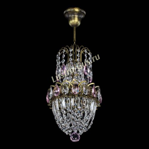 Люстра Астра №1 узкая розовая под бронзу в Подольске Гусь Хрустальный