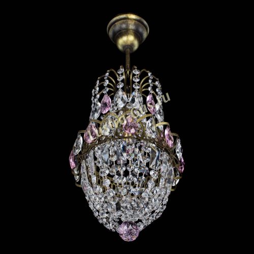 Люстра Астра №1 узкая розовая под бронзу в Подольске Гусь Хрустальный