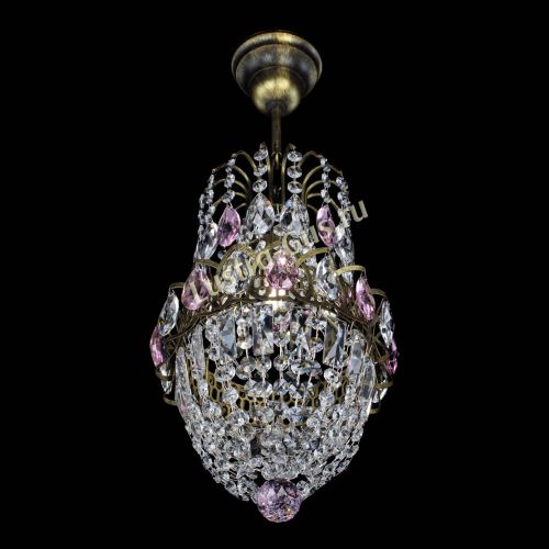 Люстра Астра №1 узкая розовая под бронзу в Подольске Гусь Хрустальный