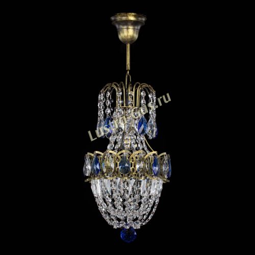 Люстра Астра №1 узкая синяя под бронзу в Подольске Гусь Хрустальный