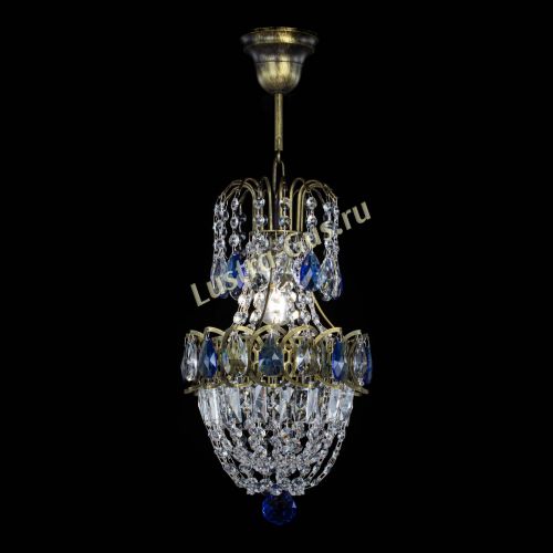 Люстра Астра №1 узкая синяя под бронзу в Подольске Гусь Хрустальный