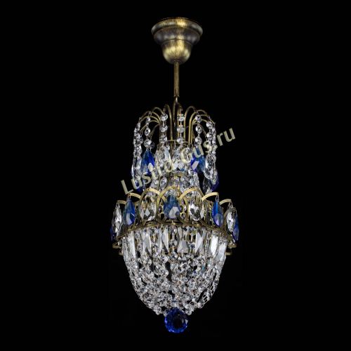 Люстра Астра №1 узкая синяя под бронзу в Подольске Гусь Хрустальный