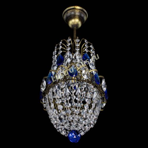 Люстра Астра №1 узкая синяя под бронзу в Подольске Гусь Хрустальный