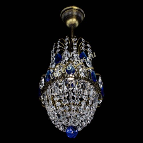 Люстра Астра №1 узкая синяя под бронзу в Подольске Гусь Хрустальный