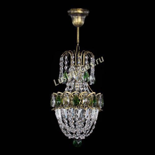 Люстра Астра №1 узкая зеленая под бронзу в Подольске Гусь Хрустальный