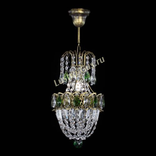 Люстра Астра №1 узкая зеленая под бронзу в Подольске Гусь Хрустальный